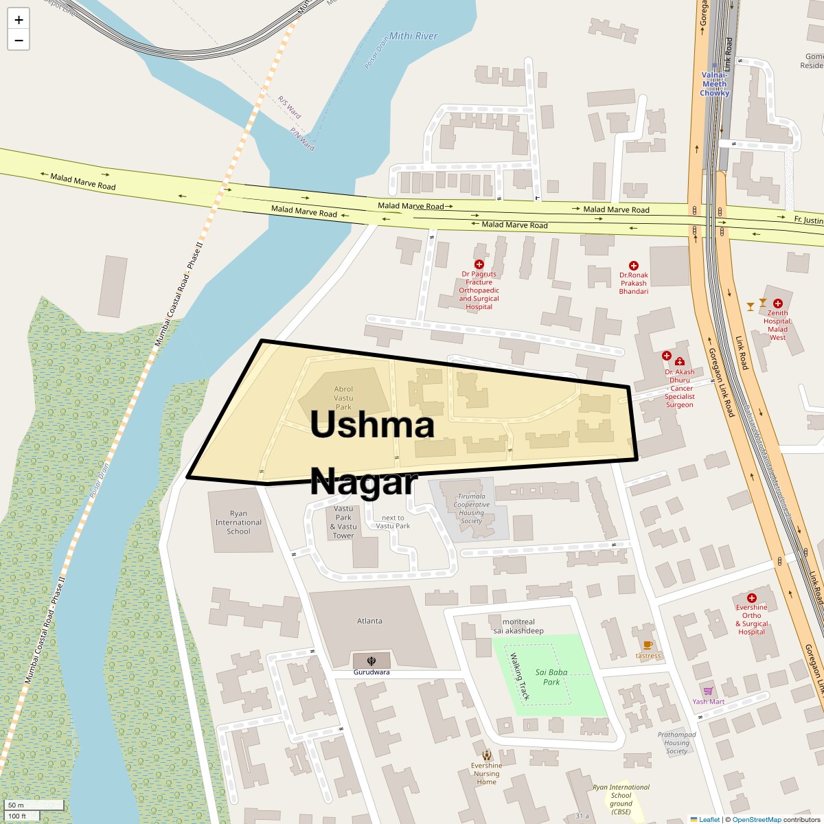 Location Map of Ushma Nagar, Mumbai