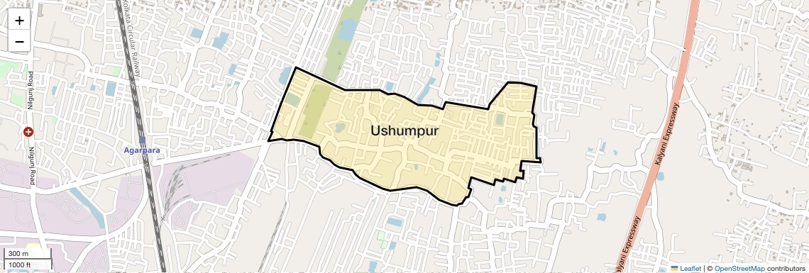 Location Map of Ushumpur, Kolkata