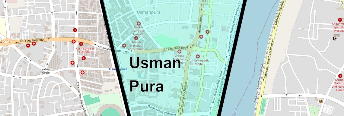 Location Map of Usman Pura, Ahmedabad