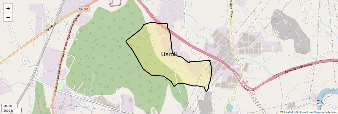 Location Map of Usroli, Thane