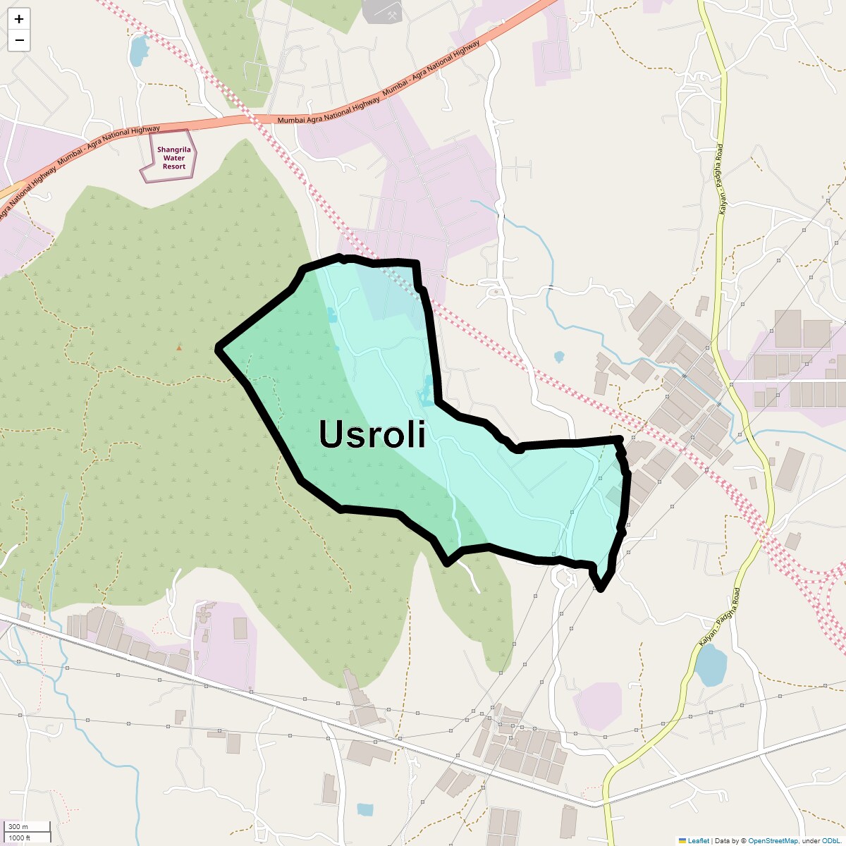 Location Map of Usroli, Thane