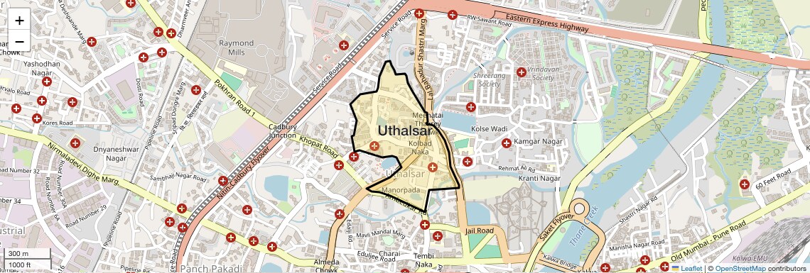 Location Map of Uthalsar, Thane