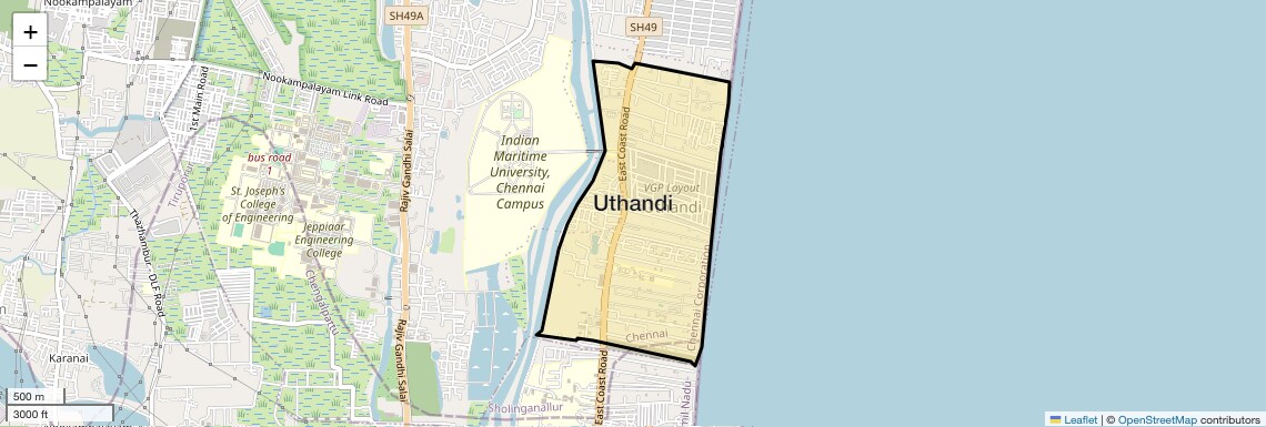 Location Map of Uthandi, Chennai