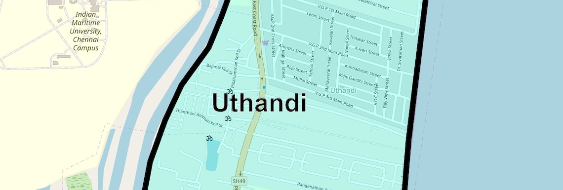 Location Map of Uthandi, Chennai