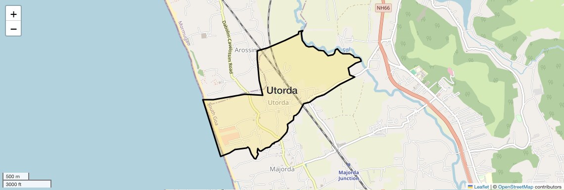 Location Map of Utorda, Goa