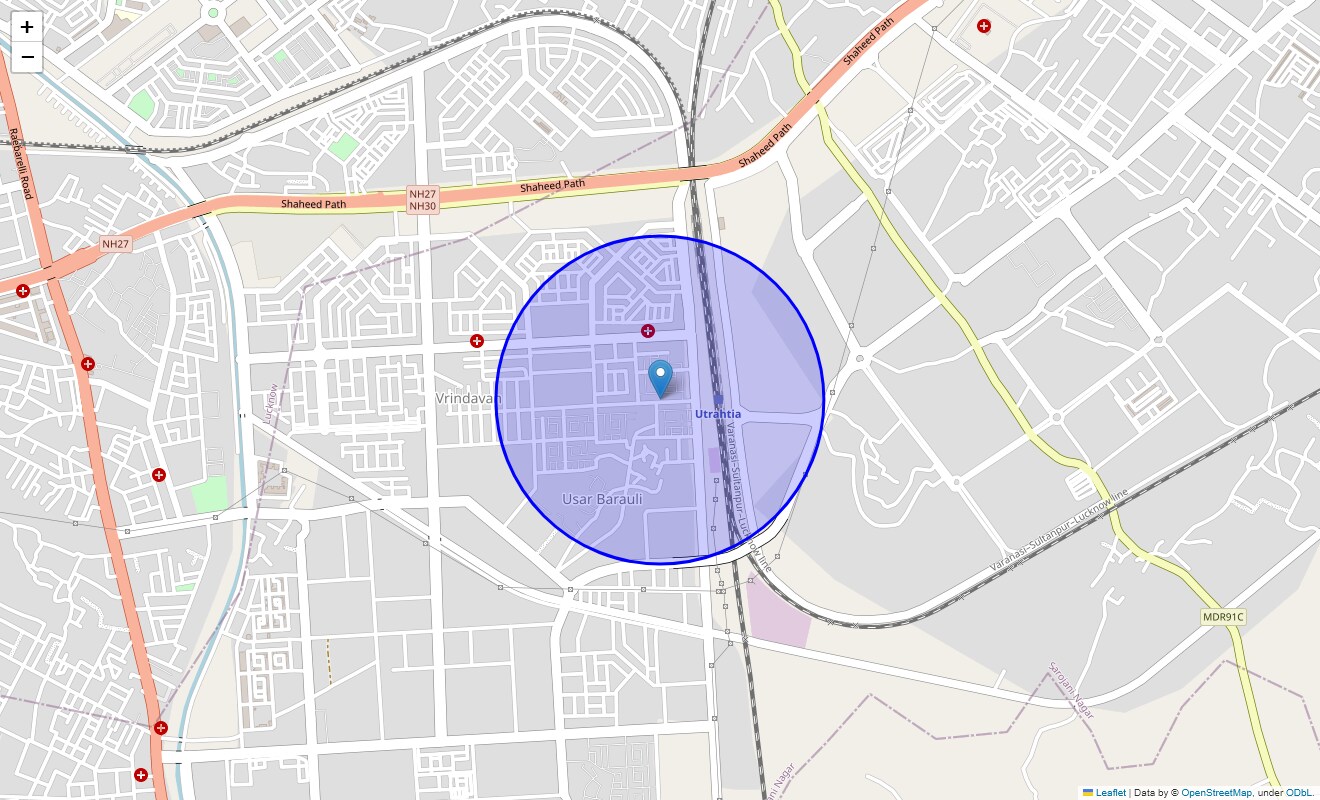 Location Map of Utrahtia, Lucknow