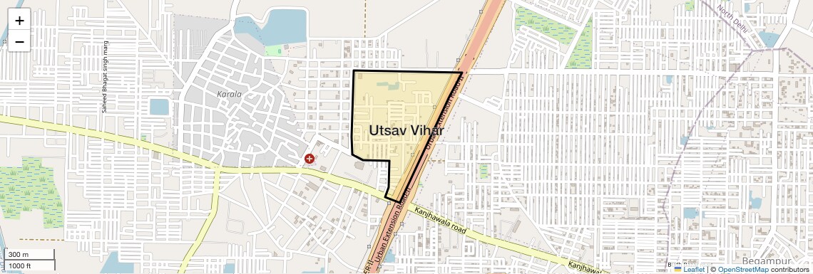 Location Map of Utsav Vihar, Delhi