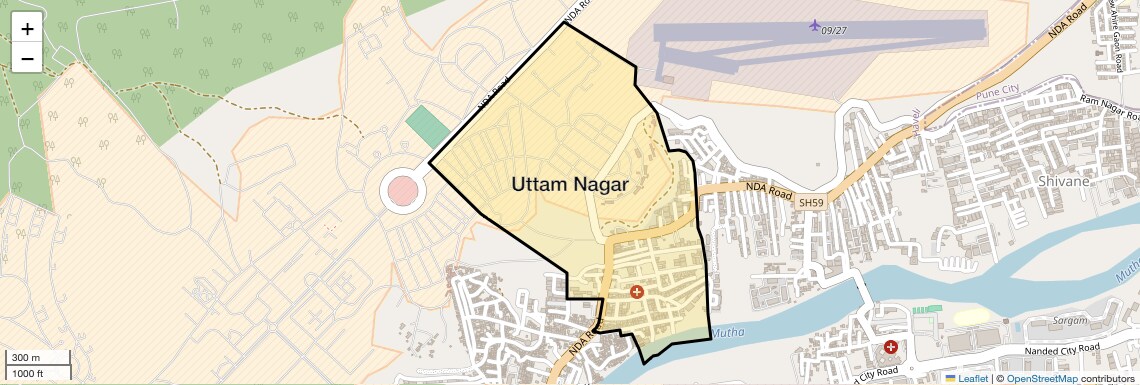 Location Map of Uttam Nagar, Pune