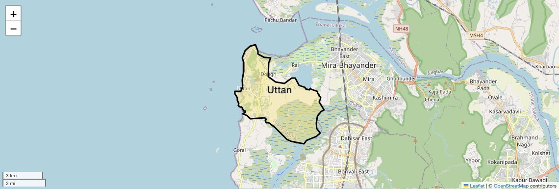 Location Map of Uttan, Thane