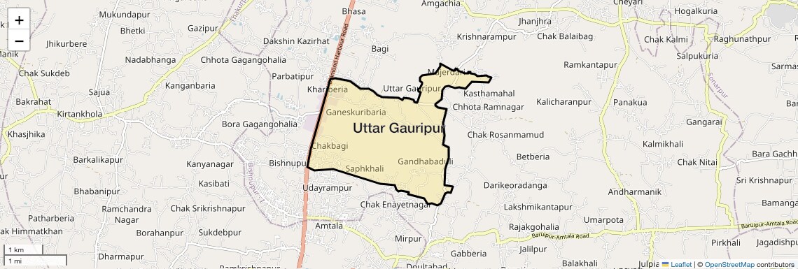 Location Map of Uttar Gauripur, Kolkata
