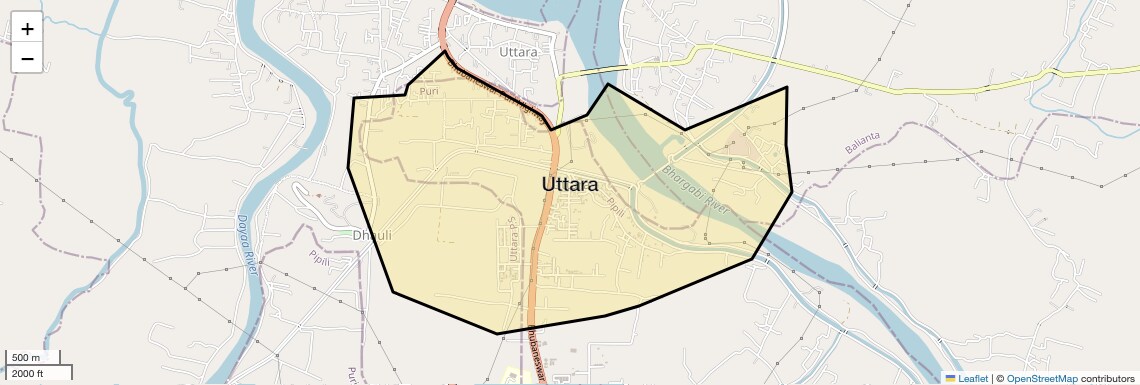 Location Map of Uttara, Bhubaneswar