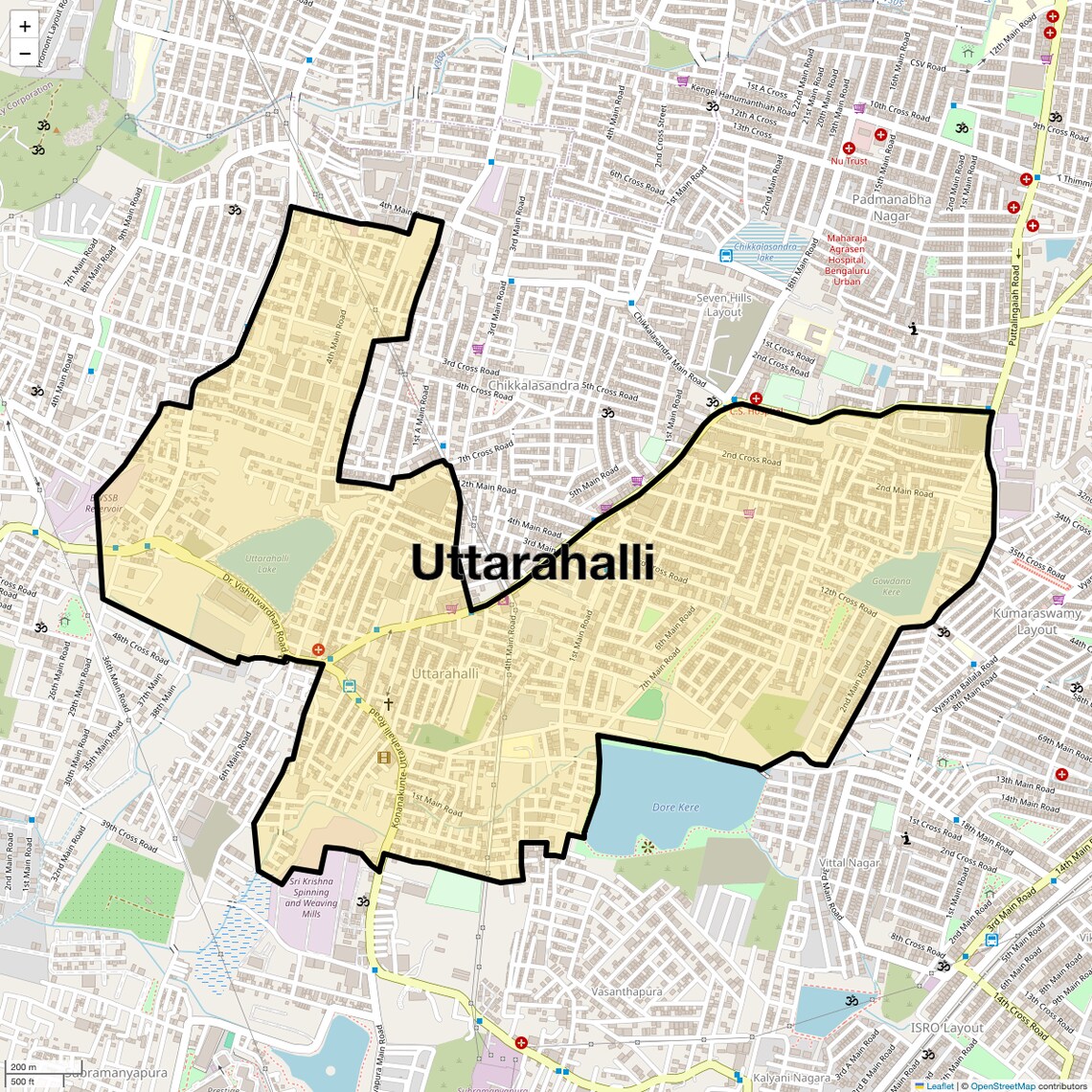 Location Map of Uttarahalli, Bangalore