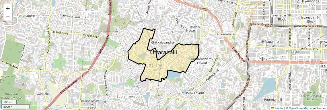 Location Map of Uttarahalli, Bangalore