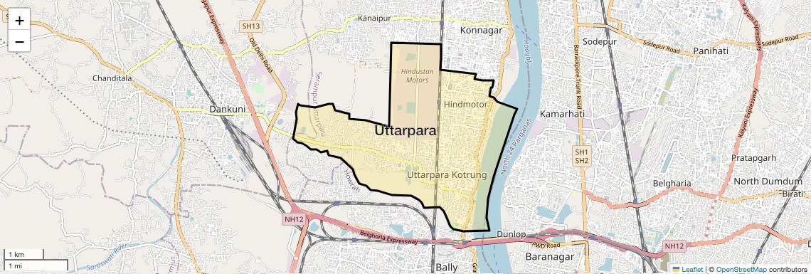 Location Map of Uttarpara, Kolkata