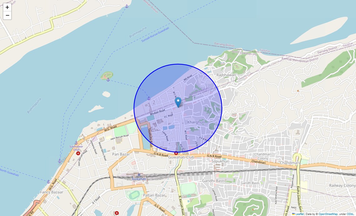 Location Map of Uzan Bazar, Guwahati
