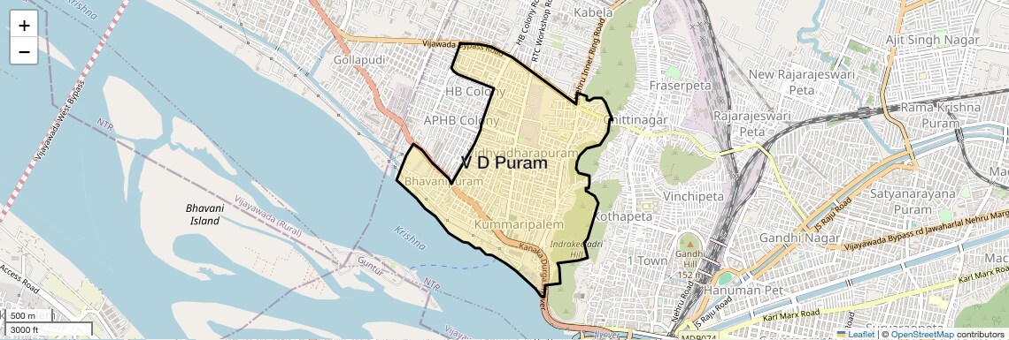 Location Map of V D Puram, Vijayawada