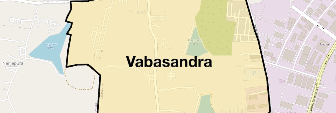 Location Map of Vabasandra, Bangalore