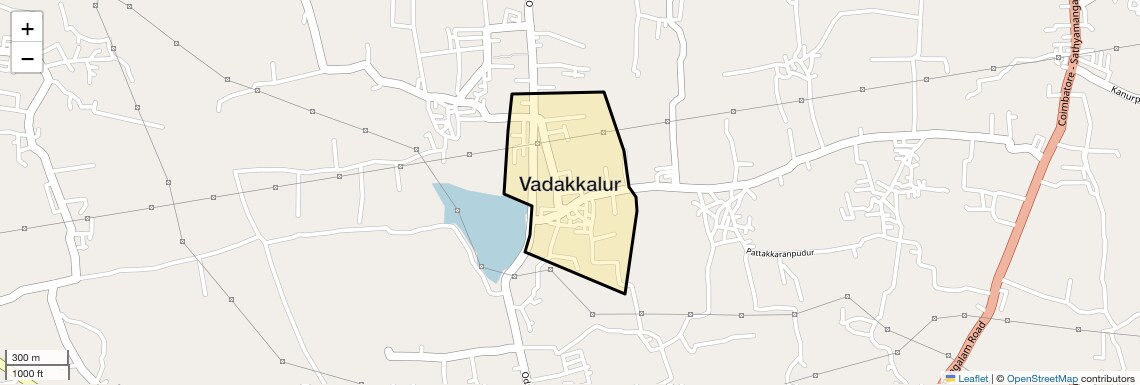 Location Map of Vadakkalur, Coimbatore