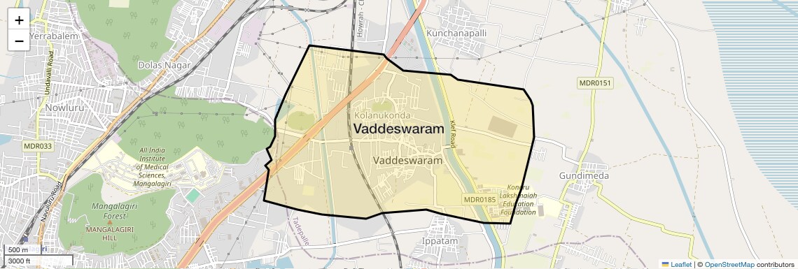 Location Map of Vaddeswaram, Vijayawada