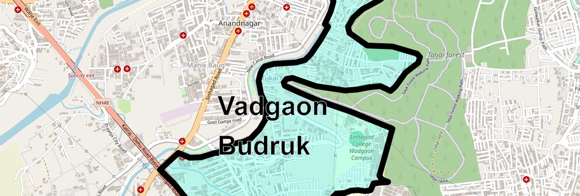 Location Map of Vadgaon Budruk, Pune
