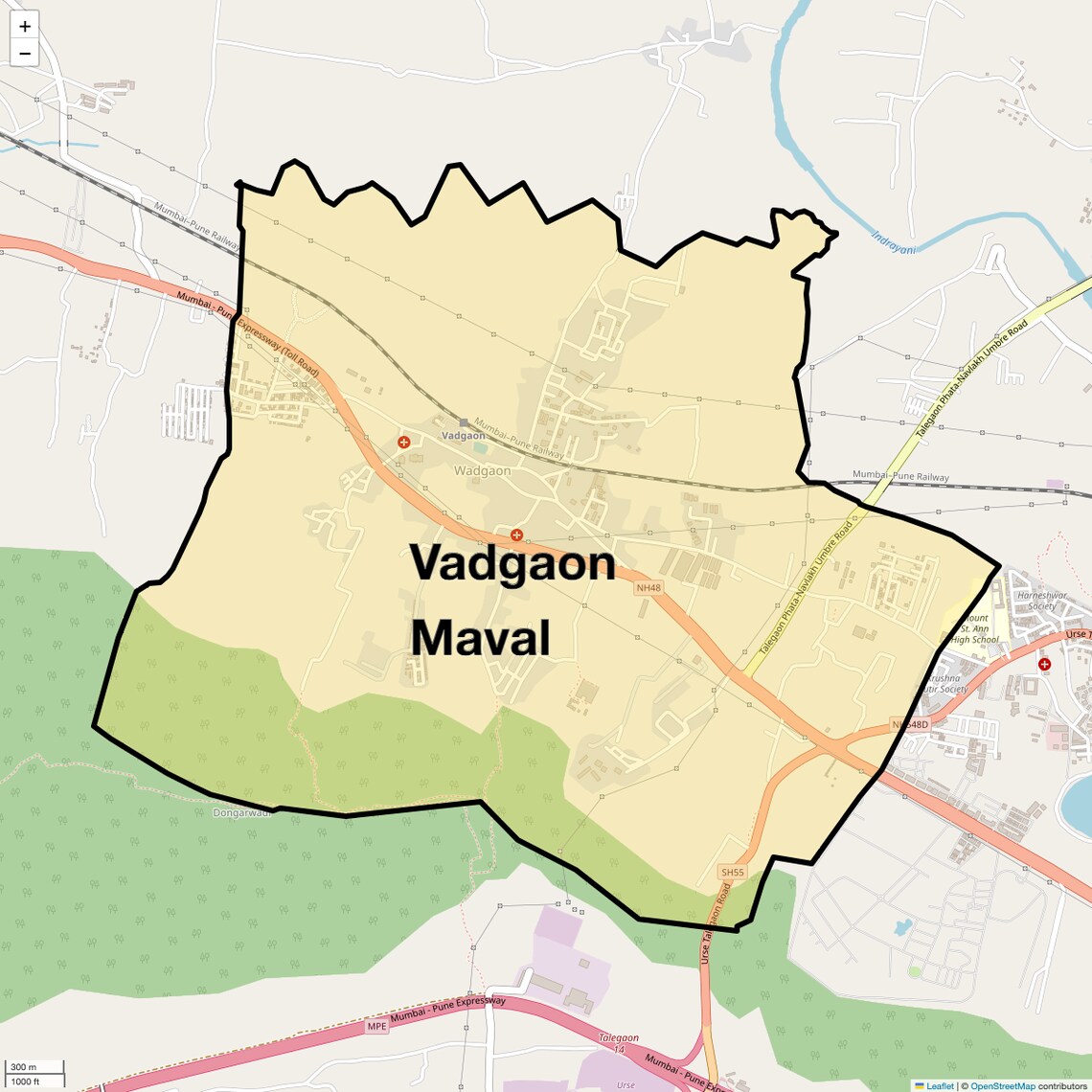 Location Map of Vadgaon Maval, Pune