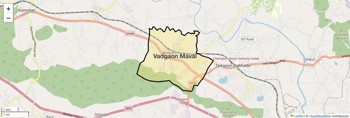 Location Map of Vadgaon Maval, Pune