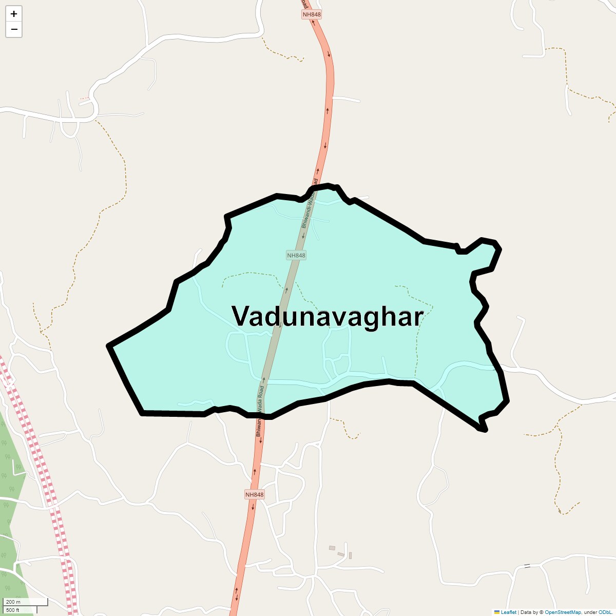 Location Map of Vadunavaghar, Thane