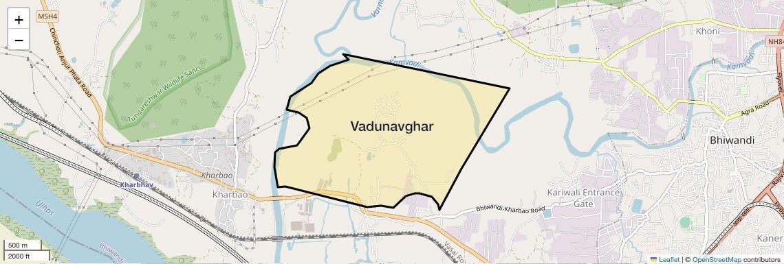 Location Map of Vadunavghar, Thane