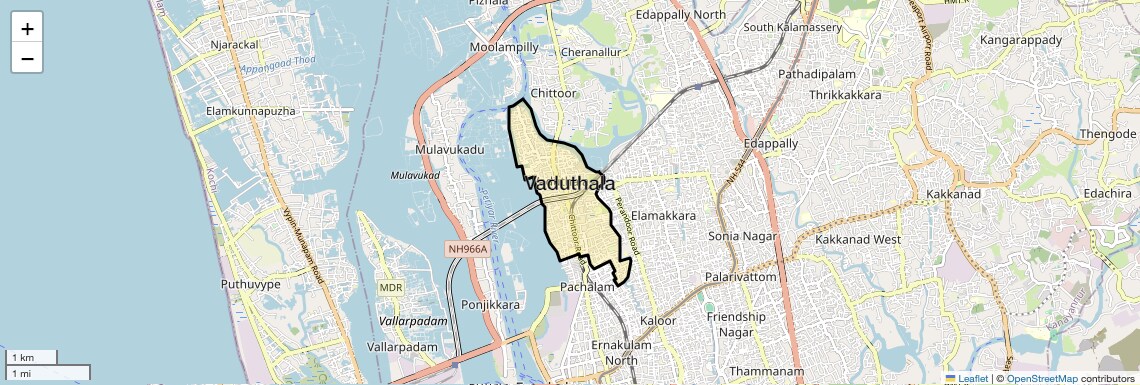 Location Map of Vaduthala, Kochi