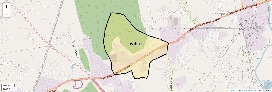 Location Map of Vahuli, Thane