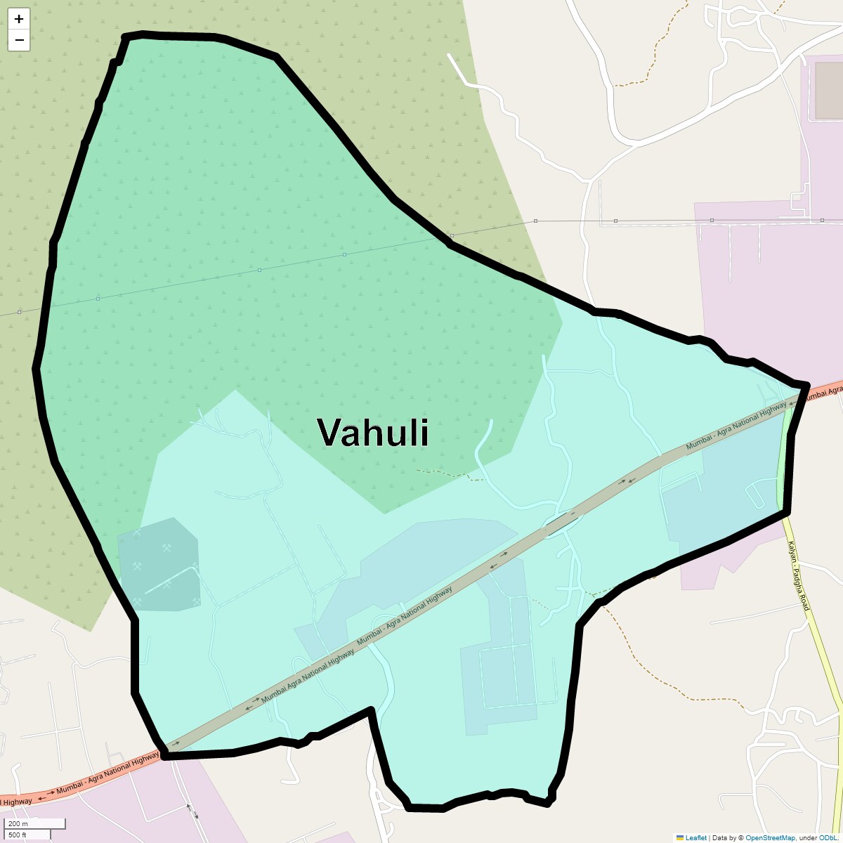 Location Map of Vahuli, Thane