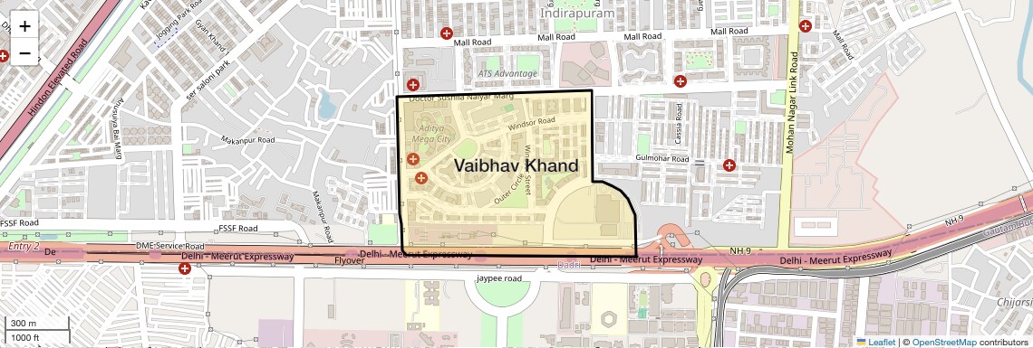Location Map of Vaibhav Khand, Ghaziabad