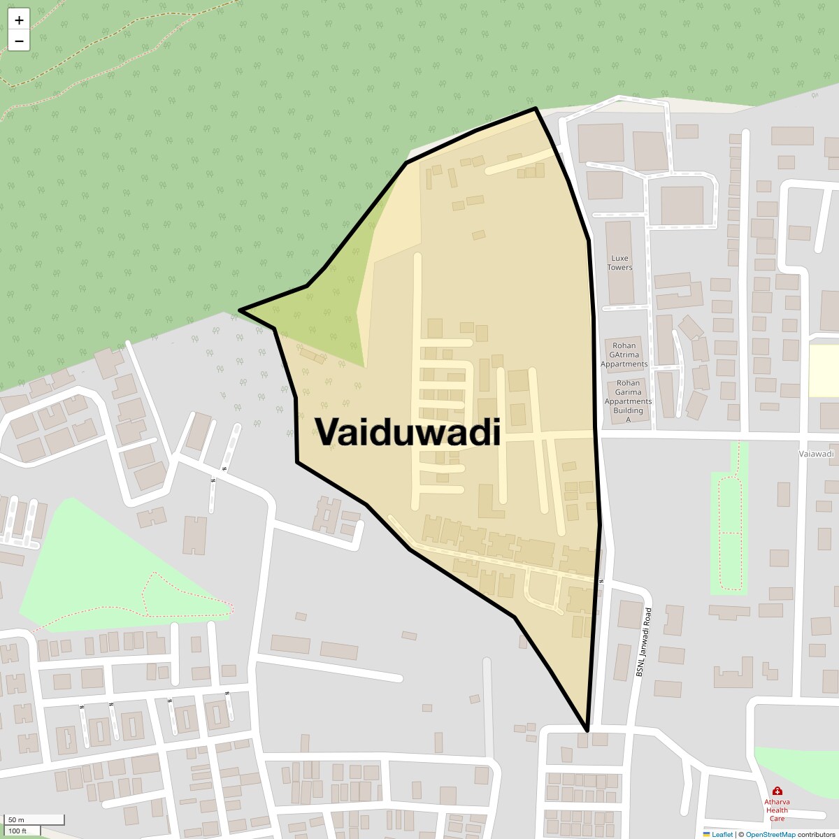 Location Map of Vaiduwadi, Pune