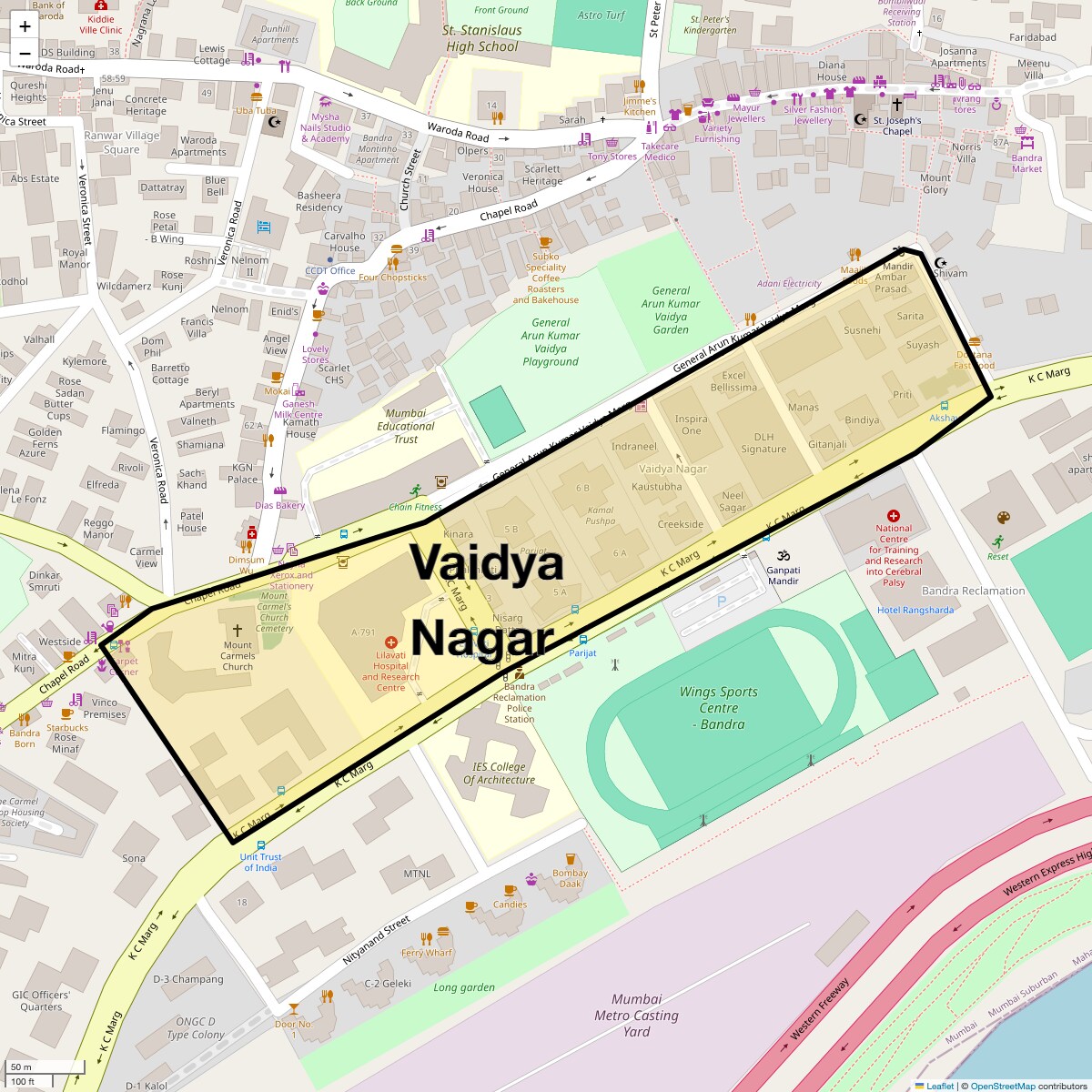 Location Map of Vaidya Nagar, Mumbai