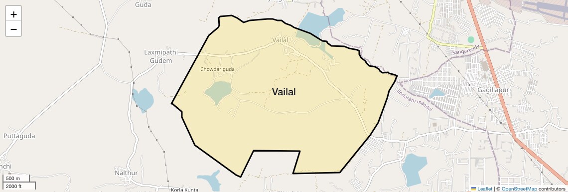 Location Map of Vailal, Hyderabad