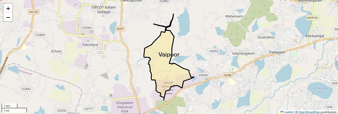 Location Map of Vaipoor, Chennai