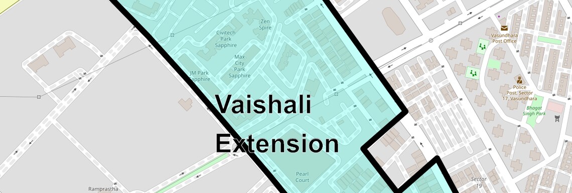 Location Map of Vaishali Extension, Ghaziabad