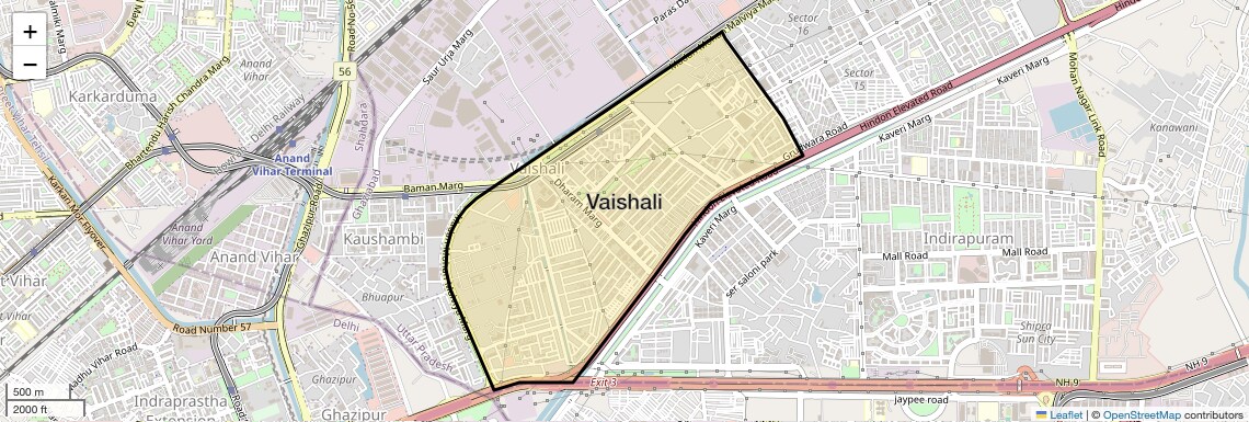 Location Map of Vaishali, Ghaziabad