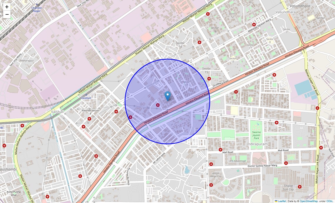 Location Map of Vaishali, Ghaziabad