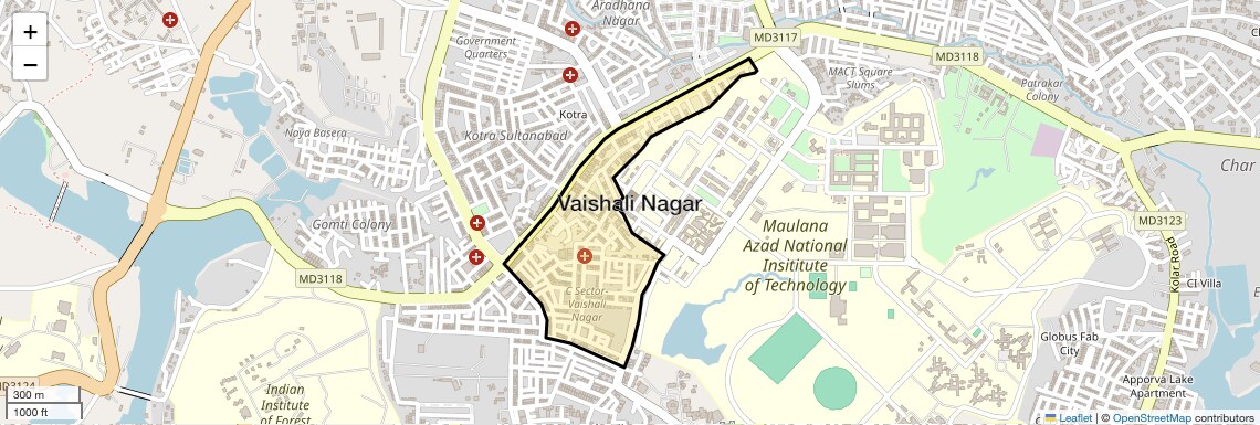 Location Map of Vaishali Nagar, Bhopal