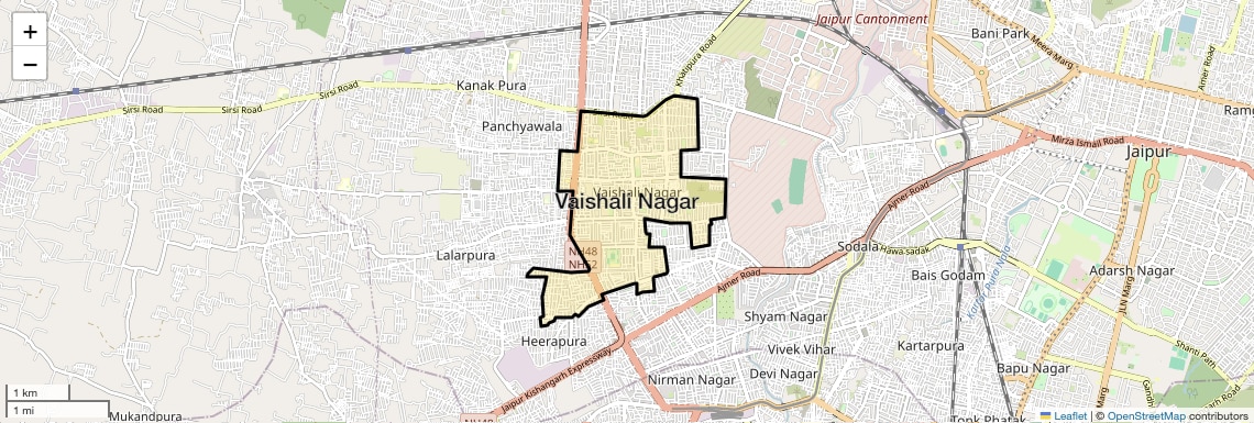 Location Map of Vaishali Nagar, Jaipur