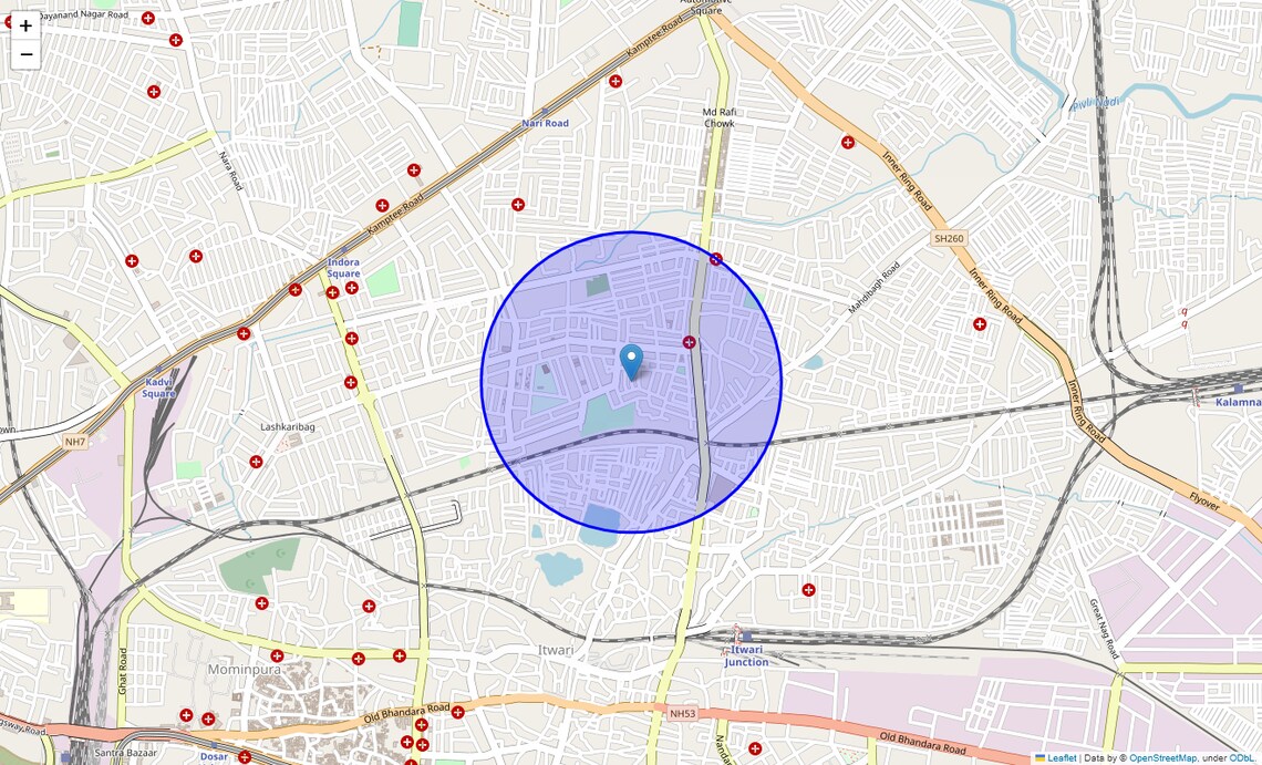 Location Map of Vaishali Nagar, Nagpur