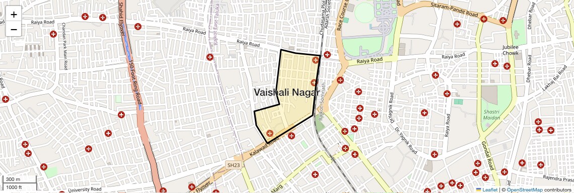 Location Map of Vaishali Nagar, Rajkot