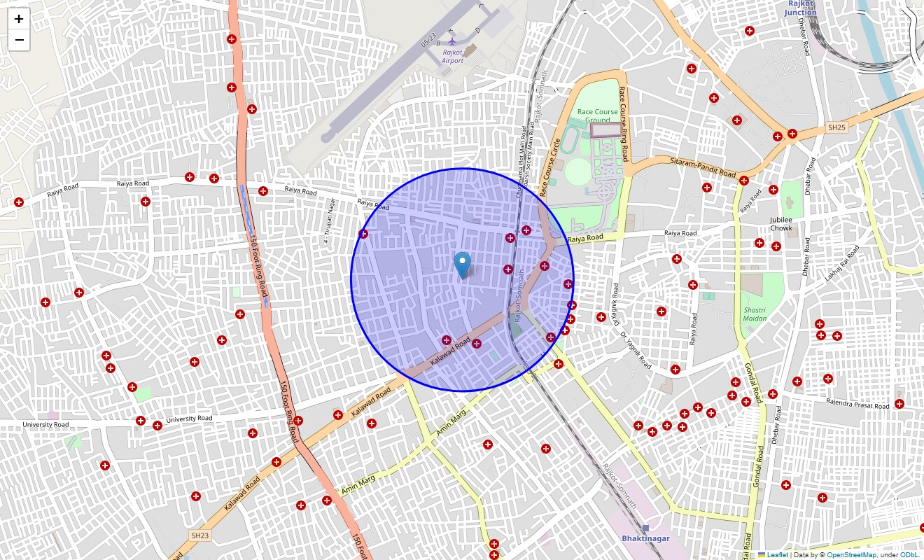 Location Map of Vaishali Nagar, Rajkot