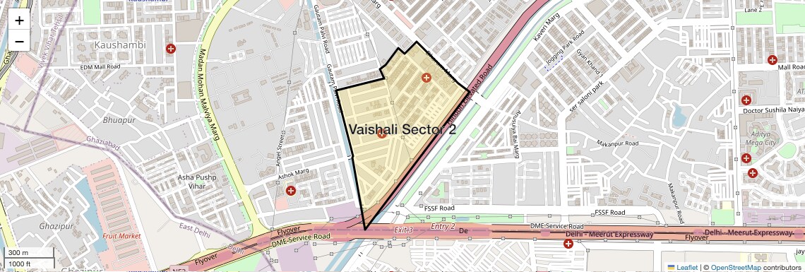 Location Map of Vaishali Sector 2, Ghaziabad