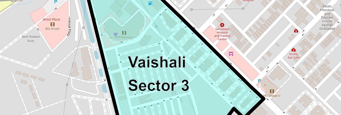 Location Map of Vaishali Sector 3, Ghaziabad
