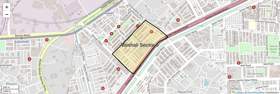 Location Map of Vaishali Sector 5, Ghaziabad