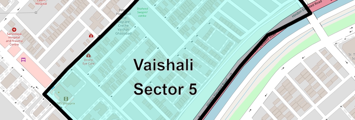Location Map of Vaishali Sector 5, Ghaziabad