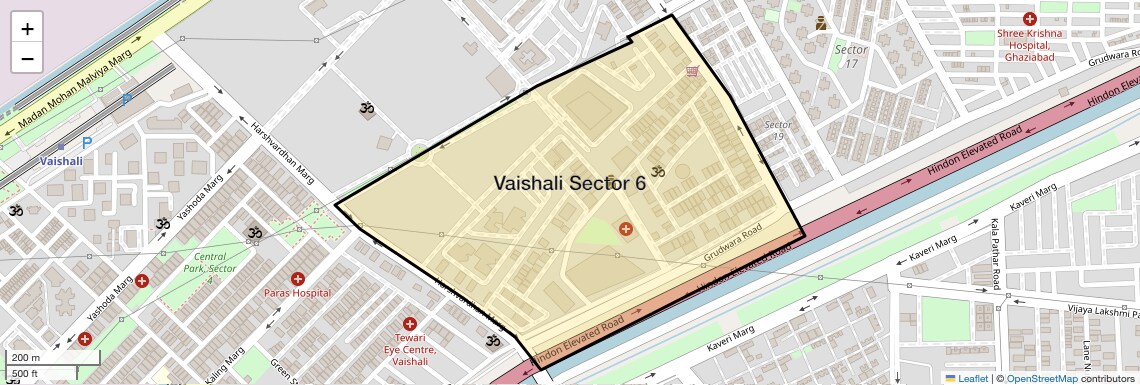 Location Map of Vaishali Sector 6, Ghaziabad