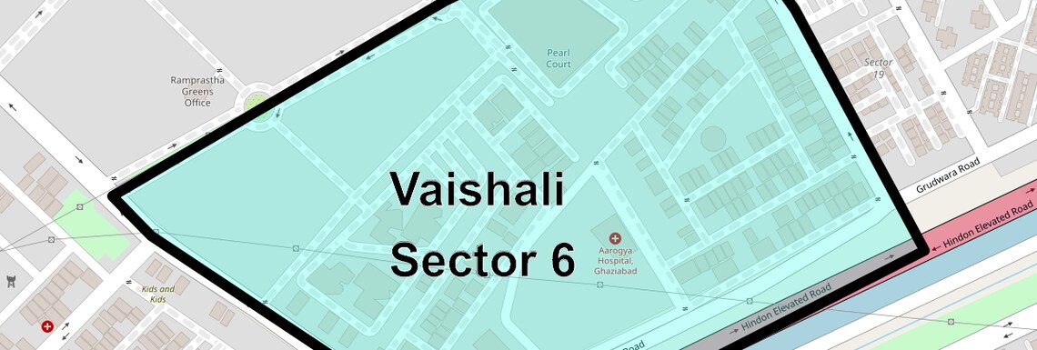 Location Map of Vaishali Sector 6, Ghaziabad